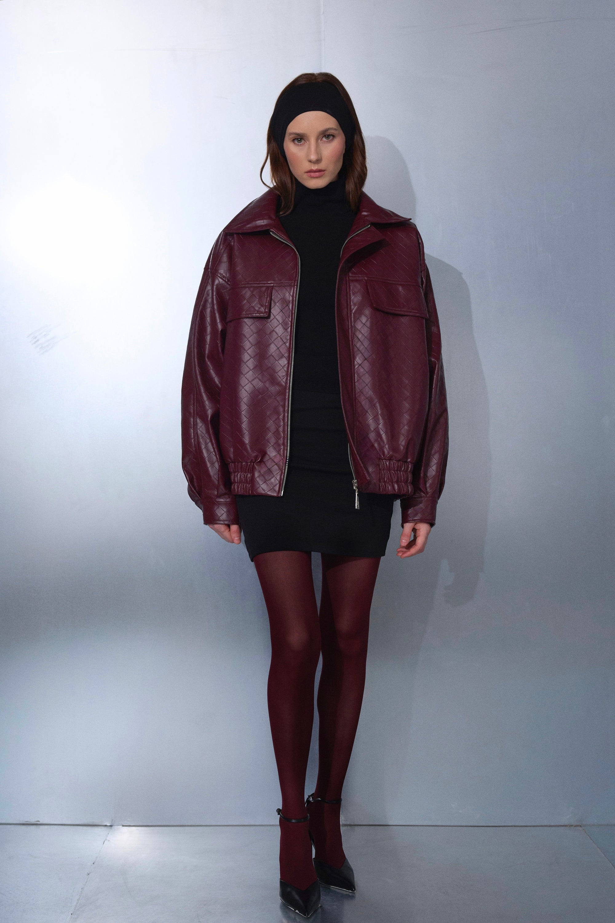 NOIR EASE LEATHER JACKET - CLARET RED
