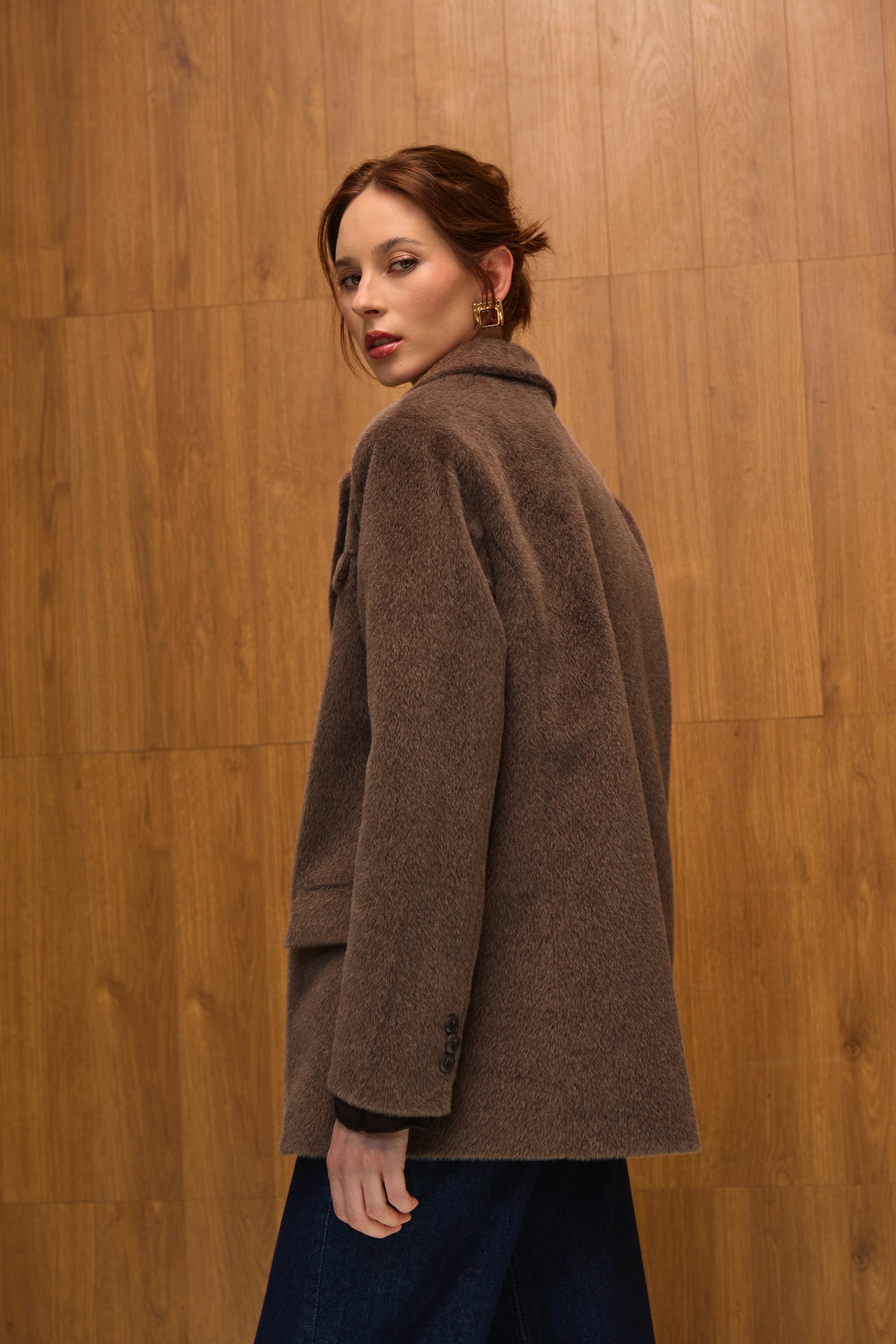 Allure Yün Blazer Ceket - Boz Kahve
