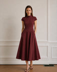 Judy Poplin Elbise-Bordo