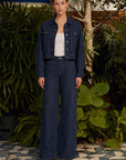 Sue Denim Parıltılı Ceket Pantolon Takım- Lacivert
