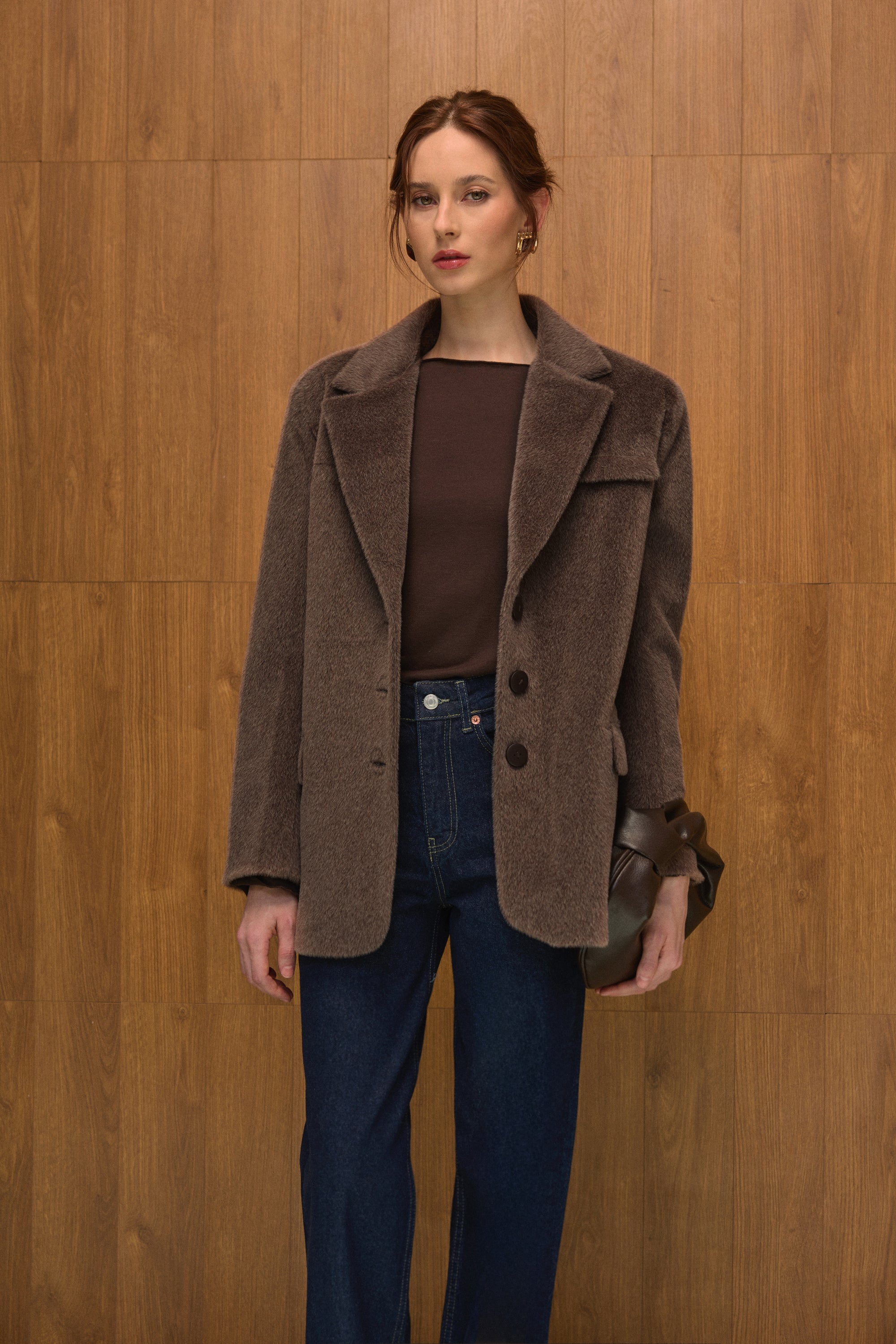 Allure Yün Blazer Ceket - Boz Kahve