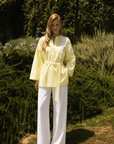 Aksesuar Detaylı Kuşaklı Poplin Tunik- Sarı ( Kemersizdir )