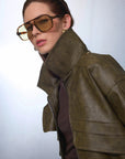 Margot Deri Ceket - Antik Yeşil - Sümeyye Kaçmaz