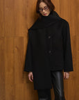 Julia Şal Yaka Kaşmir Kaban - Siyah - Sümeyye Kaçmaz