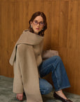 Julia Şal Yaka Kaşmir Kaban - Açık Vizon - Sümeyye Kaçmaz