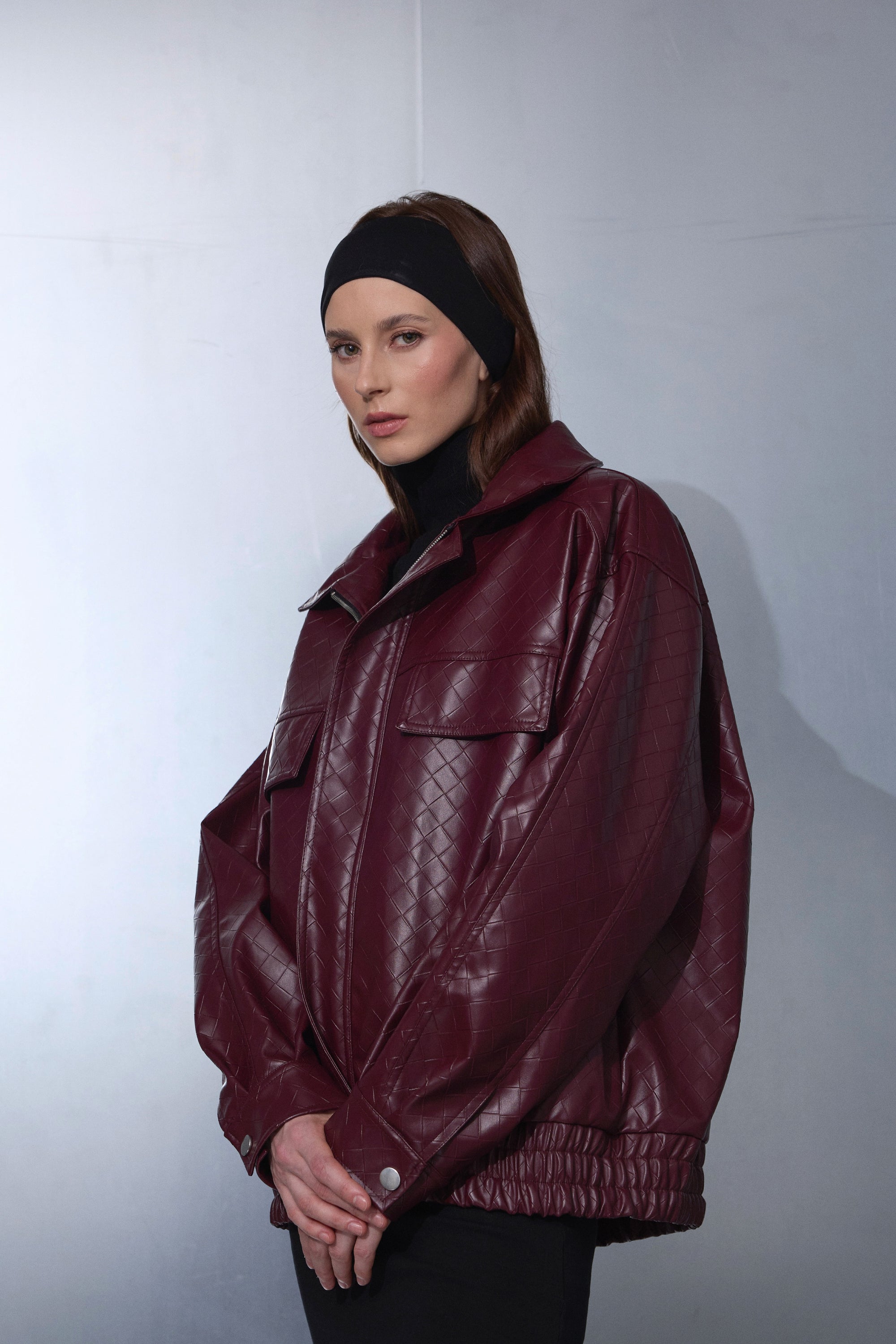 NOIR EASE LEATHER JACKET - CLARET RED