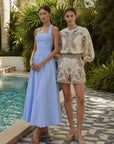 Nicole Poplin Dress-Blue