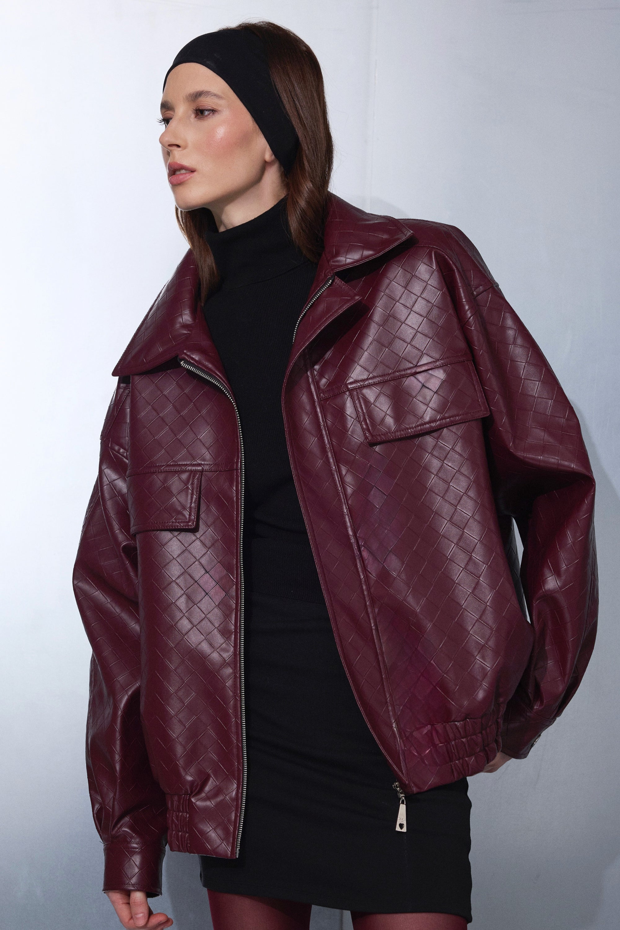 NOIR EASE LEATHER JACKET - CLARET RED