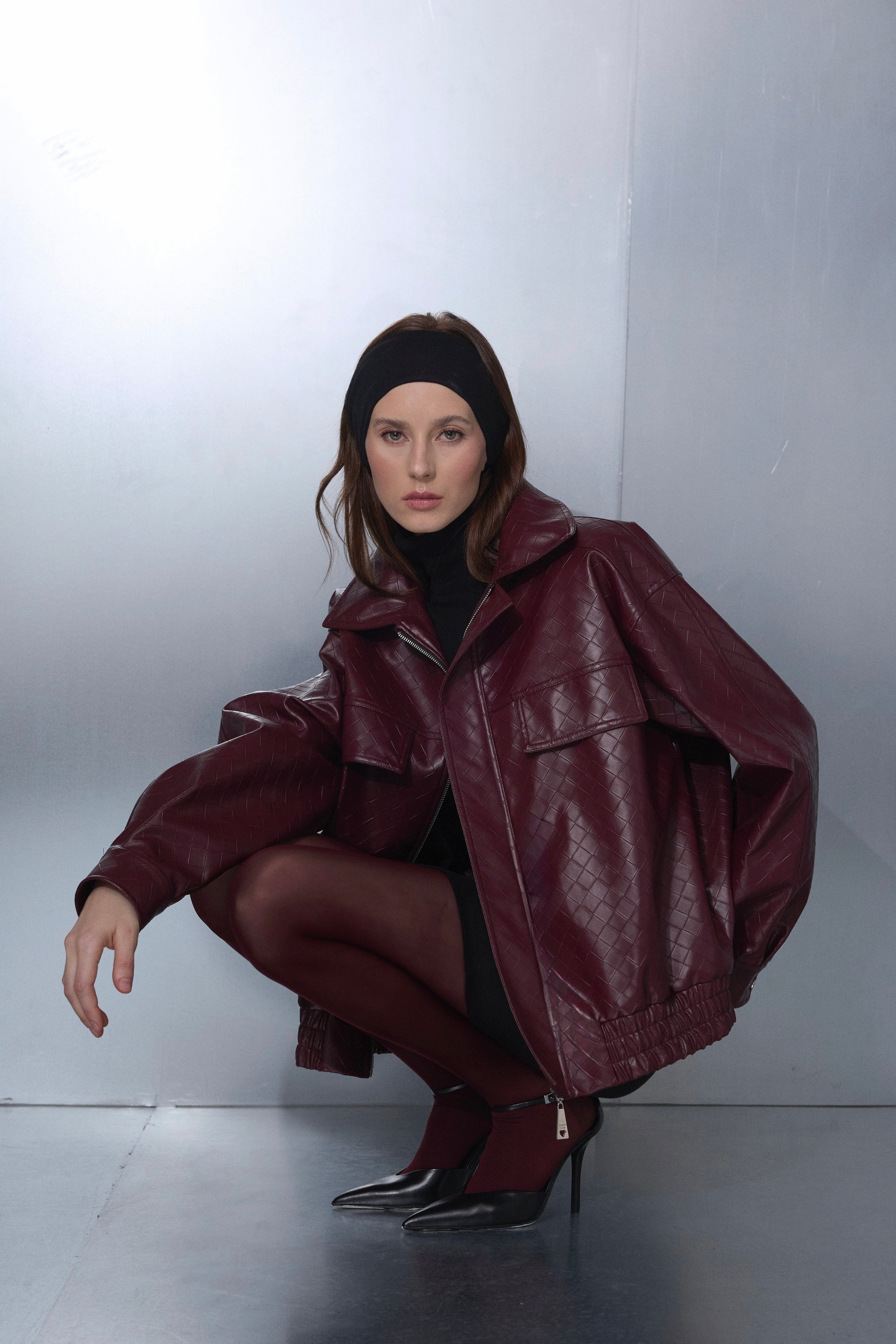 NOIR EASE LEATHER JACKET - CLARET RED