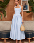 Nicole Poplin Dress-Blue