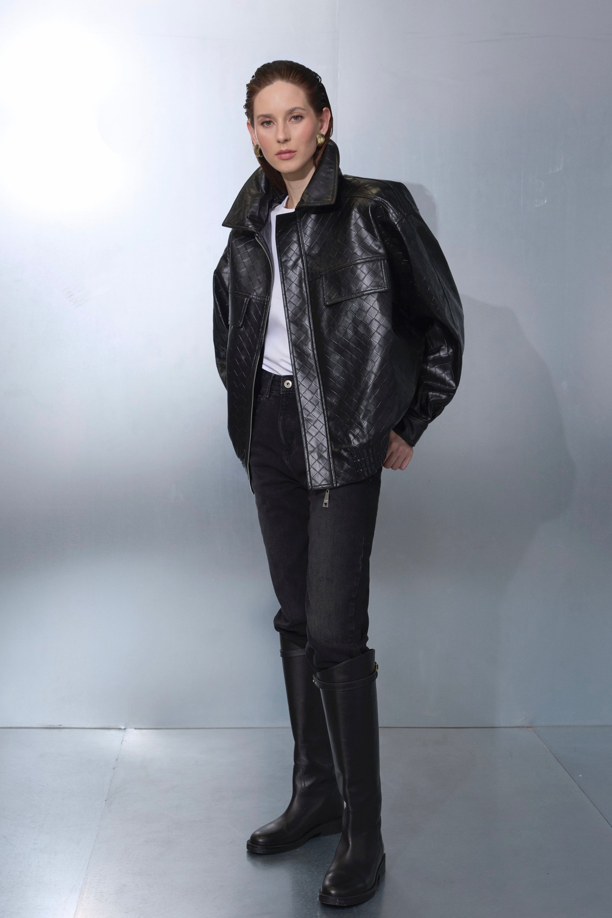 NOIR EASE LEATHER JACKET - BLACK