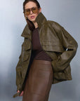 Margot Deri Ceket - Antik Yeşil - Sümeyye Kaçmaz