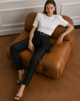 Amy Kemerli Cep Detaylı Pantolon-Siyah