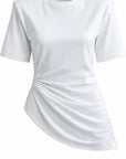 Noa Vatkalı Büzgü Drapeli Tshirt - Beyaz