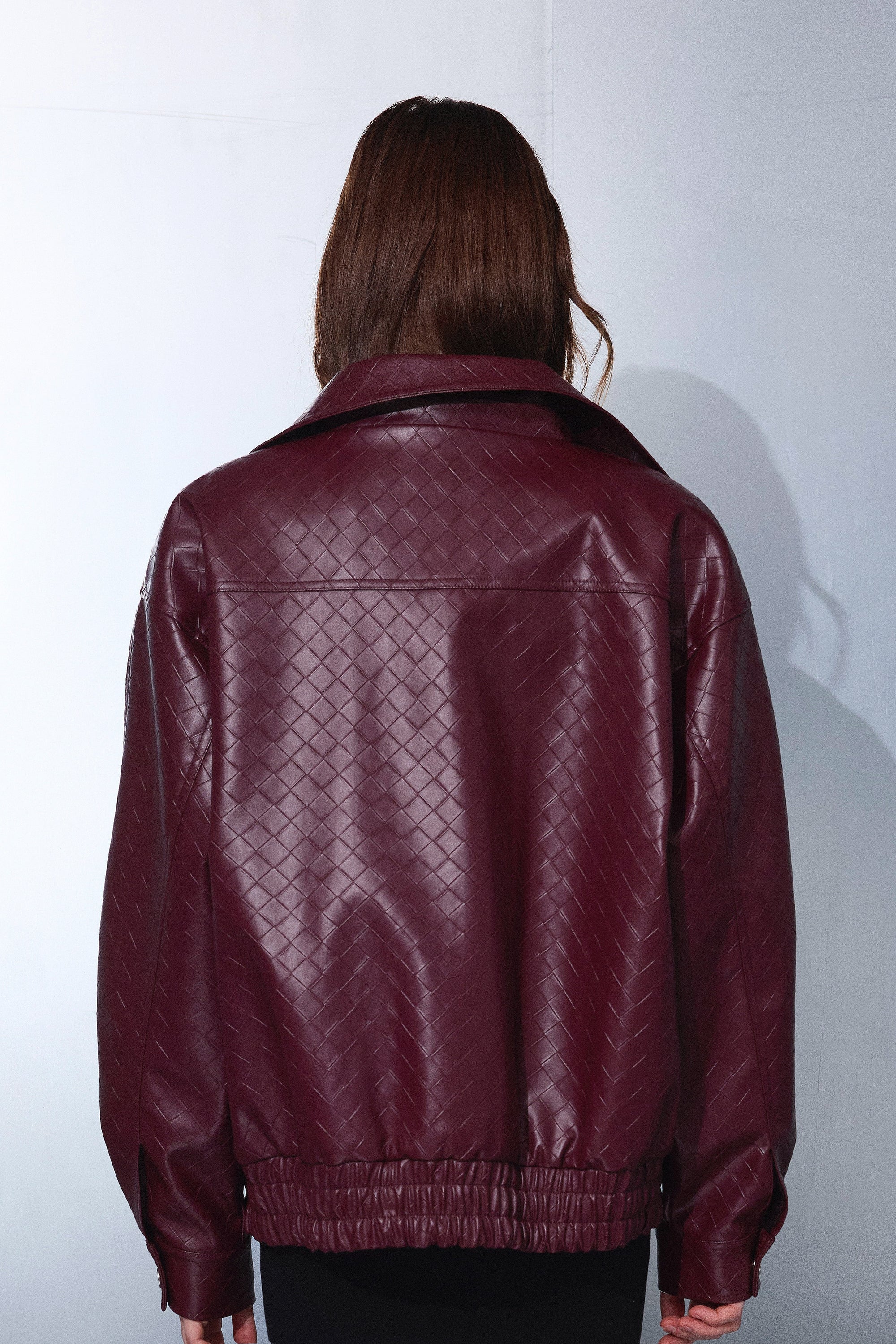 NOIR EASE LEATHER JACKET - CLARET RED
