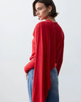 Cachemire Vatkalı Şallı Bluz-Kırmızı - Sümeyye Kaçmaz