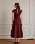 Judy Poplin Elbise-Bordo