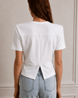 Lindy Vatkalı Bel Büzgülü T-Shirt - Beyaz