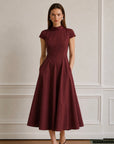Judy Poplin Elbise-Bordo