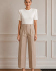 Muse Gabardin Pile Detaylı Pantolon-Bej