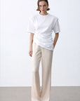 Noa Vatkalı Büzgü Drapeli Tshirt - Beyaz