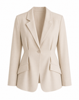 Bel Pileli Blazer Ceket- Bej