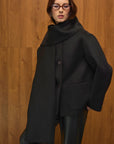 Julia Şal Yaka Kaşmir Kaban - Siyah - Sümeyye Kaçmaz