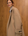 Mara Kuşaklı Kaşmir Palto - Sütlü Kahve - Sümeyye Kaçmaz