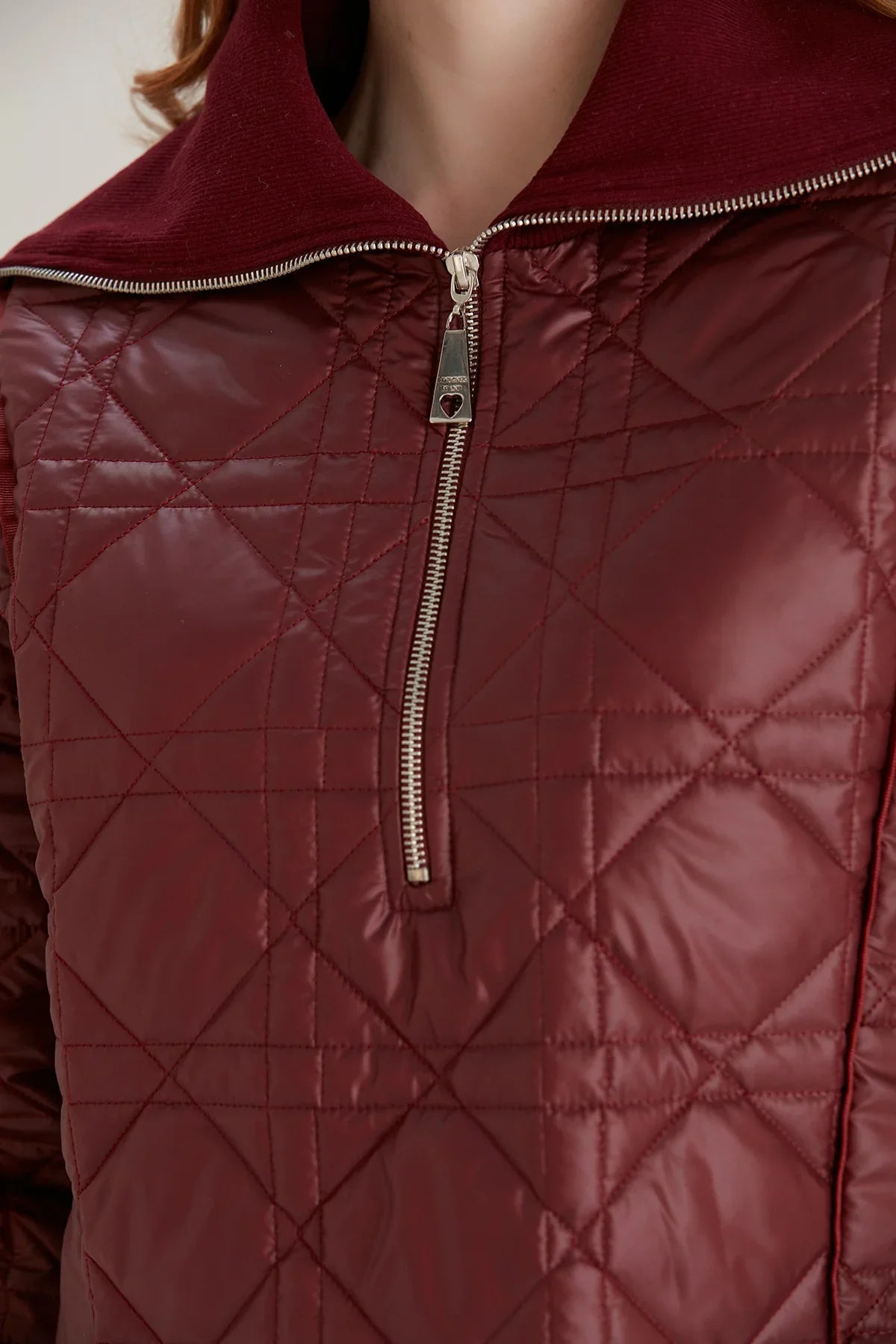 TRİKO YAKALI KAPİTONE SWEATSHIRT - BORDO