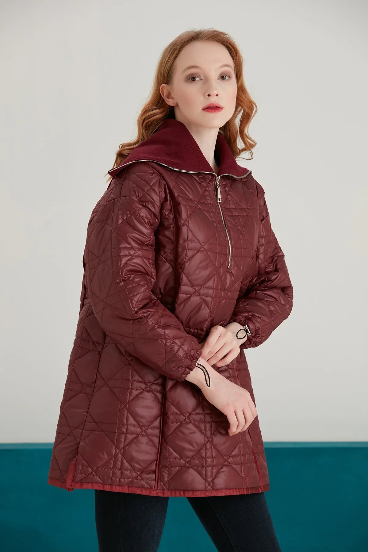 TRİKO YAKALI KAPİTONE SWEATSHIRT - BORDO