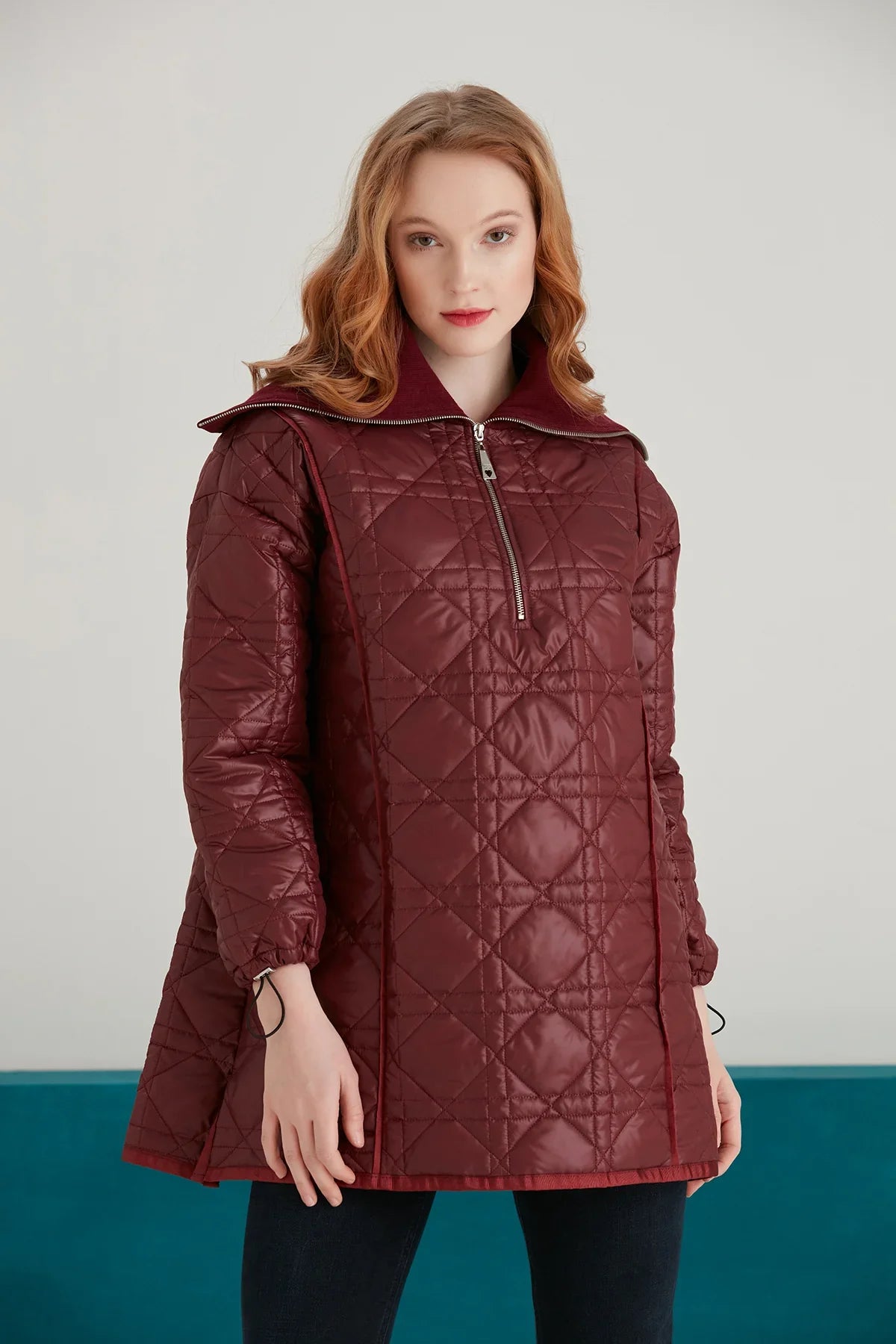 TRİKO YAKALI KAPİTONE SWEATSHIRT - BORDO