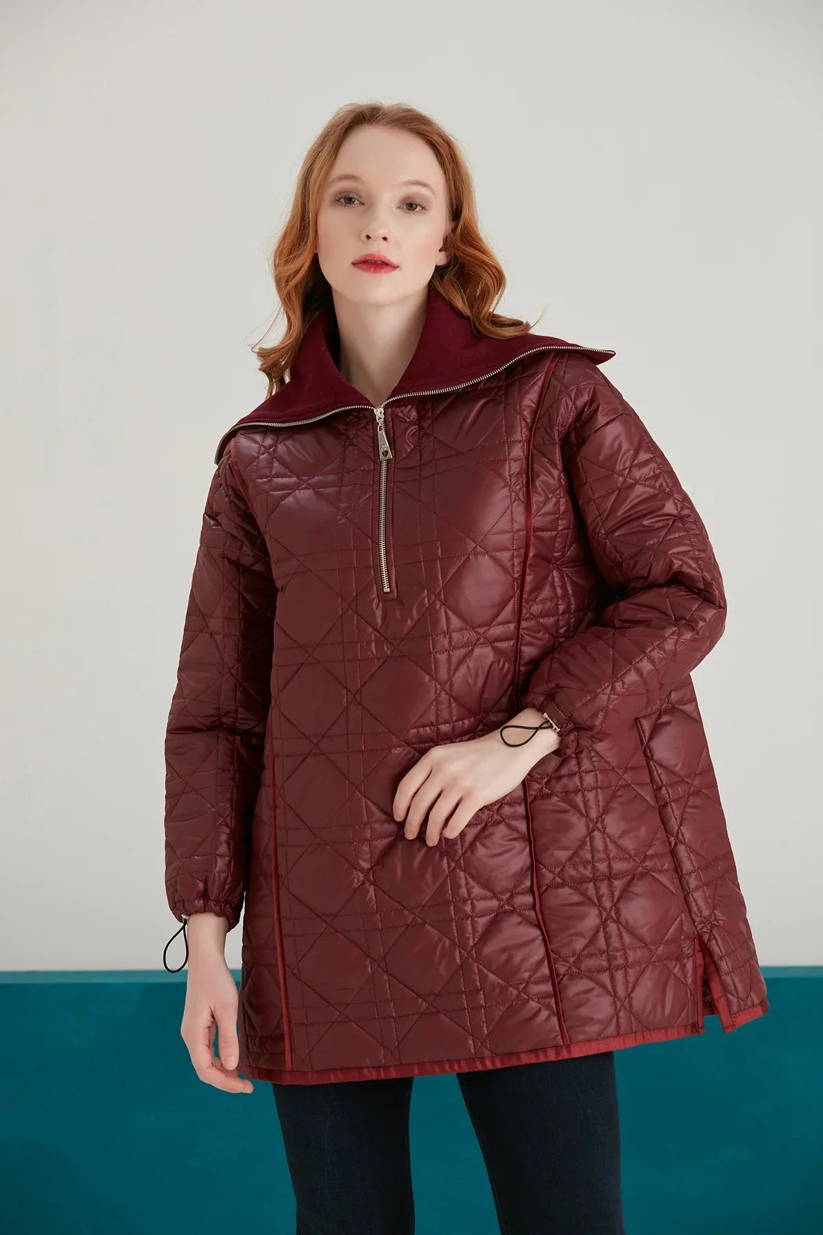 TRİKO YAKALI KAPİTONE SWEATSHIRT - BORDO