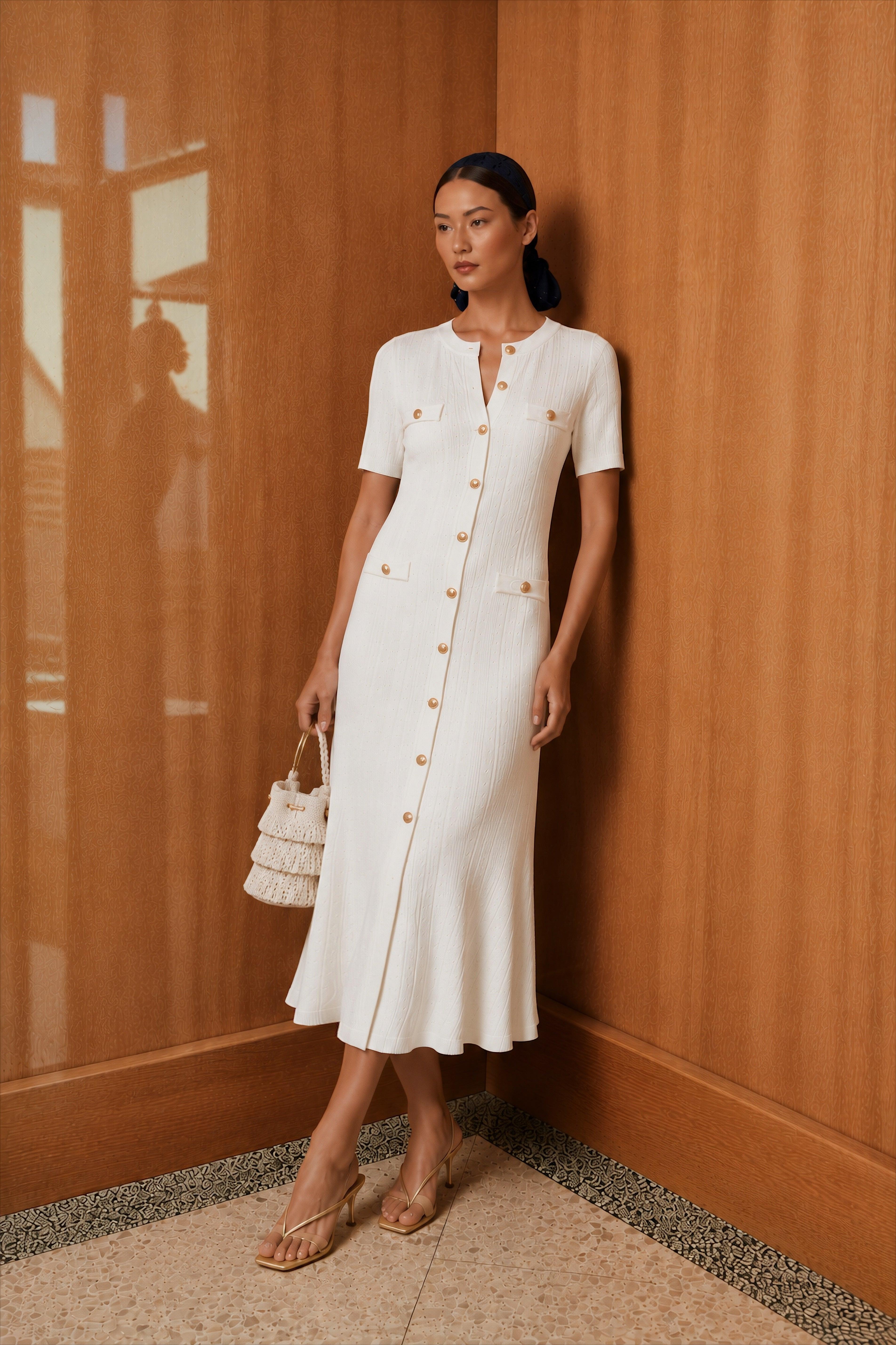 goldray cosima knit midi dress Naomi Gold Buttoned ACCOHOHO, Farmhouse 9-Drawer Dresser, new gown The dress does not Trouser Waist Size:36