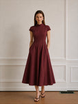 Judy Poplin Elbise-Bordo