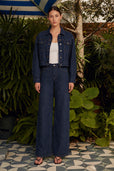 Sue Denim Parıltılı Ceket Pantolon Takım- Lacivert