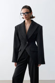Gia Vatkalı Bel Vurgulu Ceket-Siyah - Sümeyye Kaçmaz