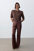 Palazzo Saten Pantolon-Acı Kahve - Sümeyye Kaçmaz