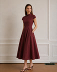 Judy Poplin Elbise-Bordo