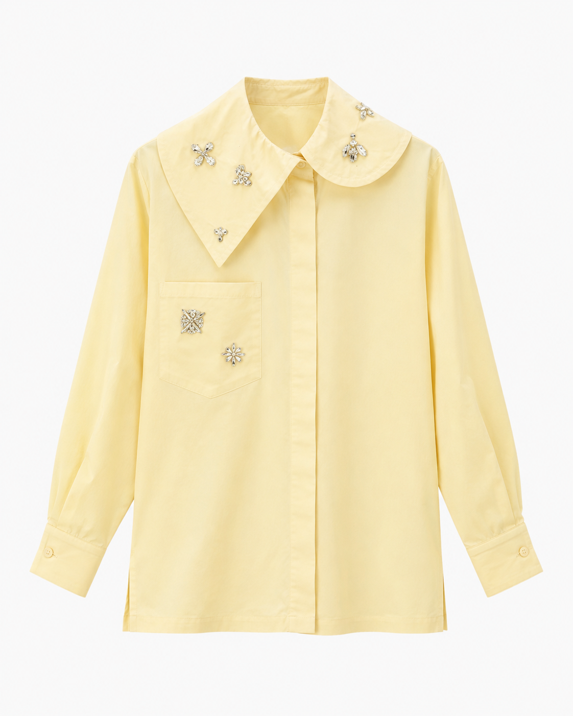 Taş Detaylı Poplin Tunik- Sarı