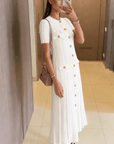 Naomi Gold Buttoned Knit Dress - Ecru