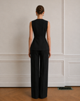 June Peplum Detaylı Yelek Takım- Siyah