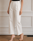 Muse Gabardin Pile Detaylı Pantolon-Beyaz
