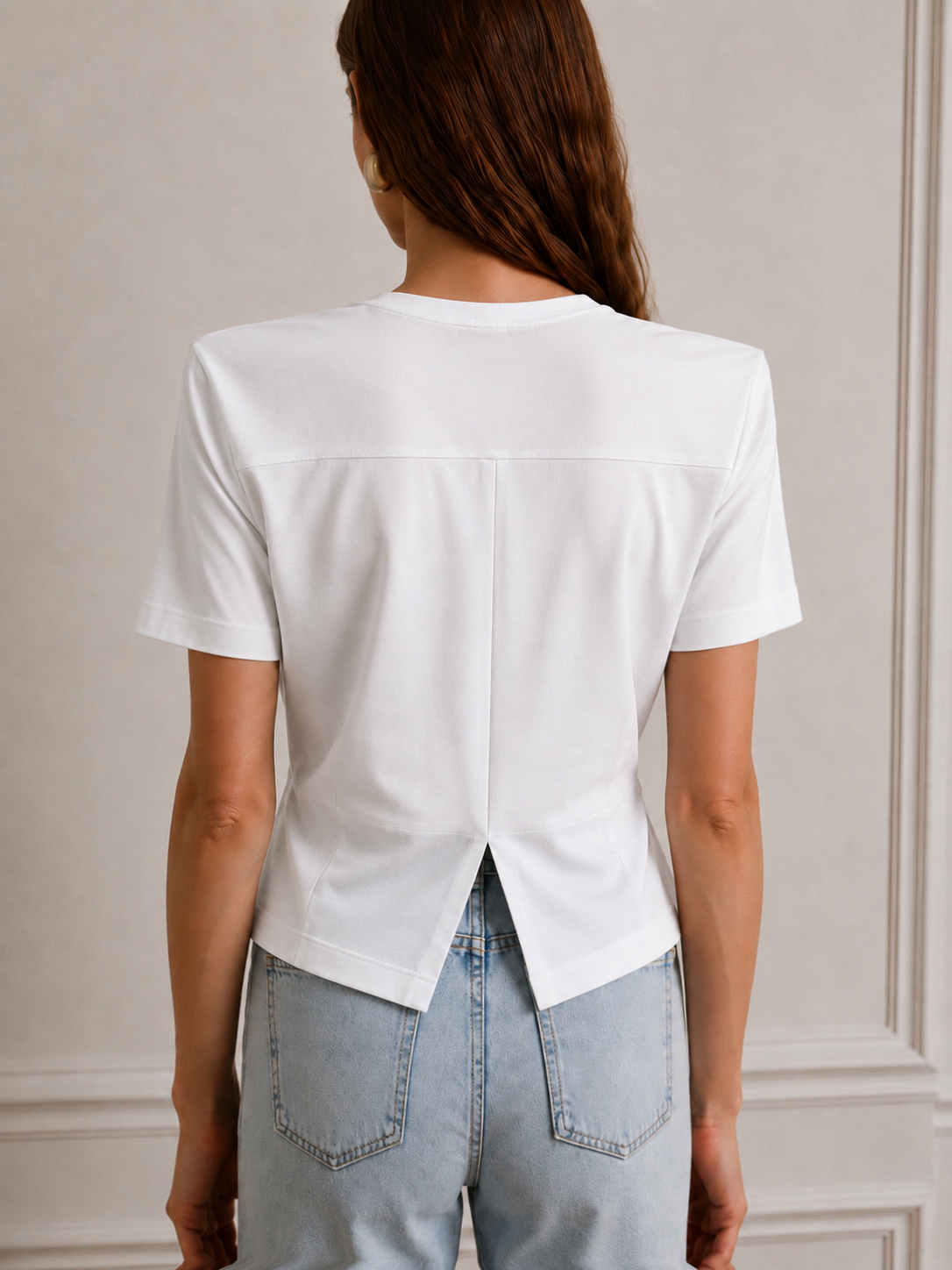 Lindy Vatkalı Bel Büzgülü T-Shirt - Beyaz