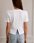 Lindy Vatkalı Bel Büzgülü T-Shirt - Beyaz