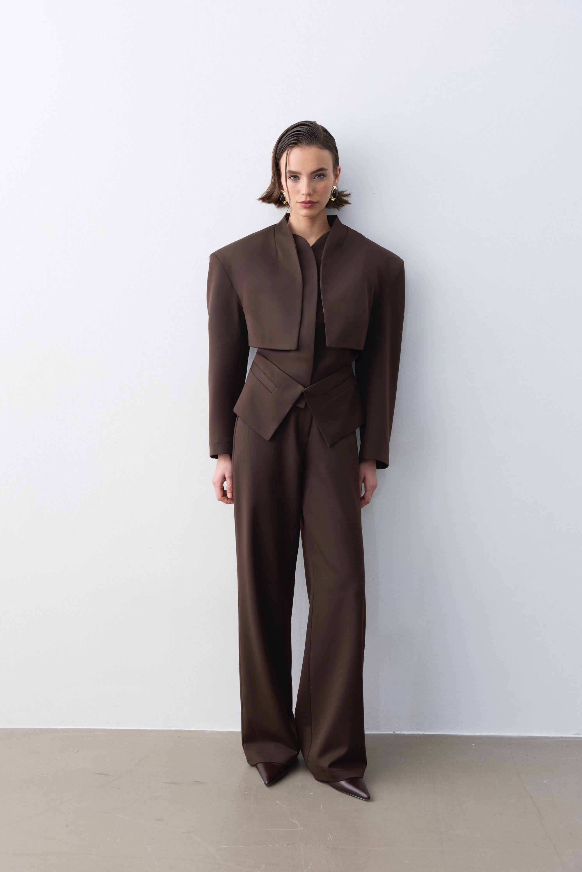 Rare Vatkalı Bel Detaylı Takım-Acı Kahve