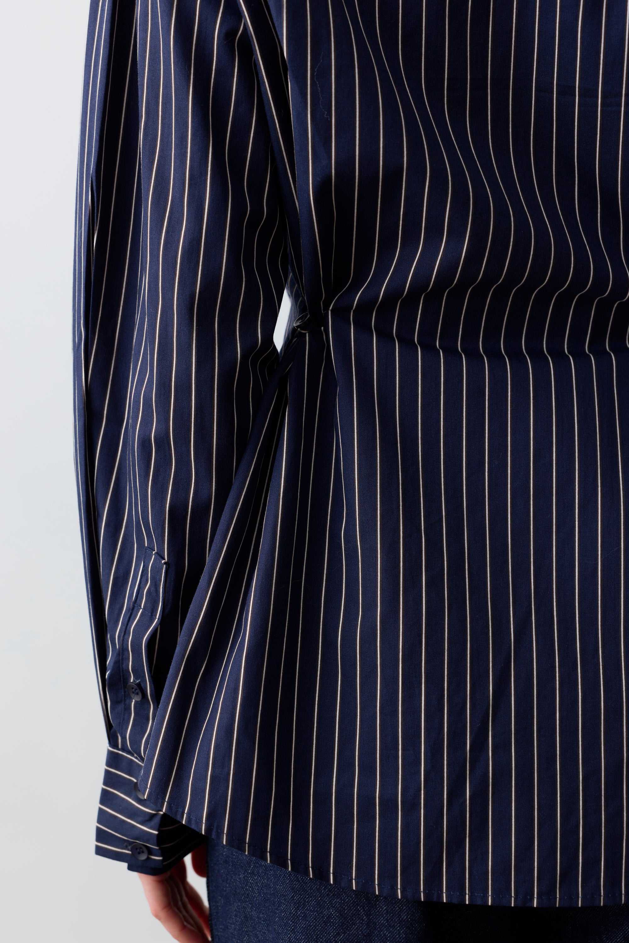 Claudia Çizgili Bel Vurgulu Gömlek-Lacivert