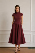 Judy Poplin Elbise-Bordo