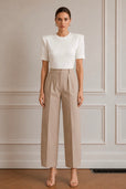 Muse Gabardine Pleated Detail Trousers - Beige