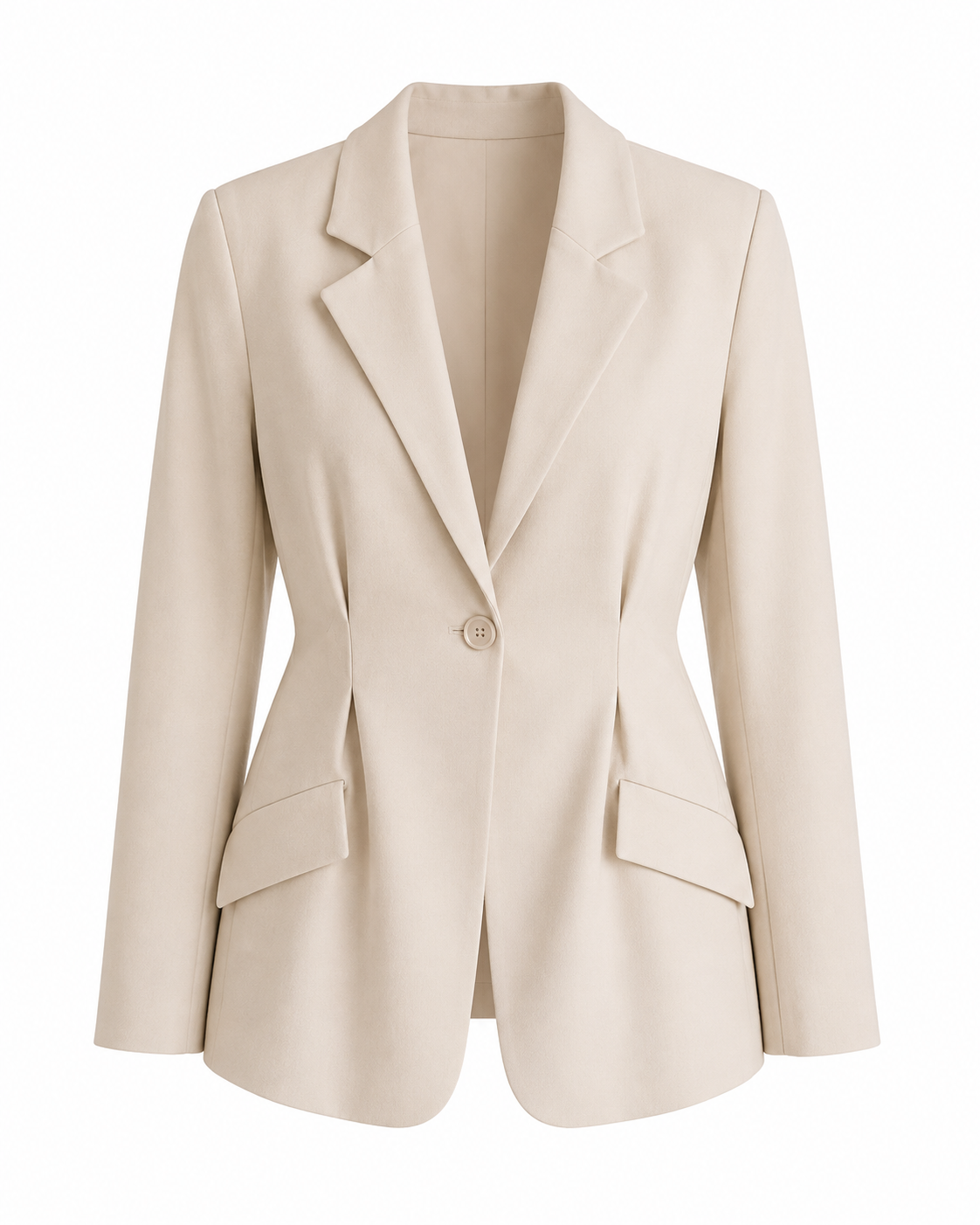 Bel Pileli Blazer Ceket- Bej