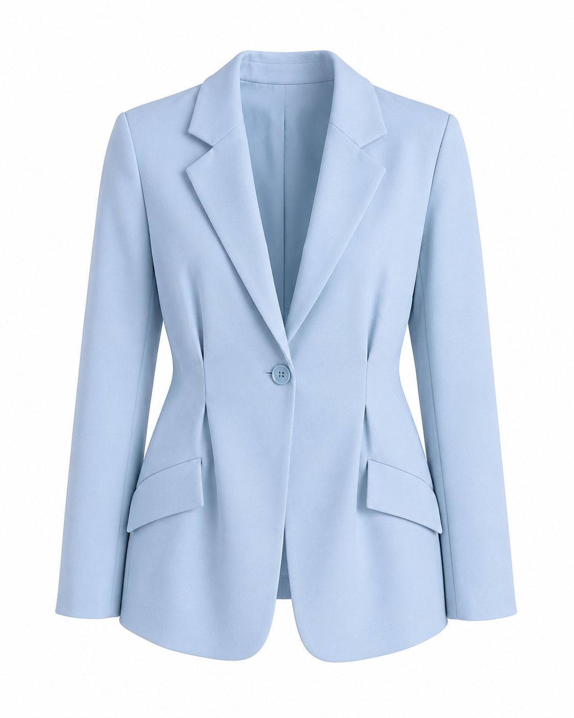 Bel Pileli Blazer Ceket- Açık Mavi